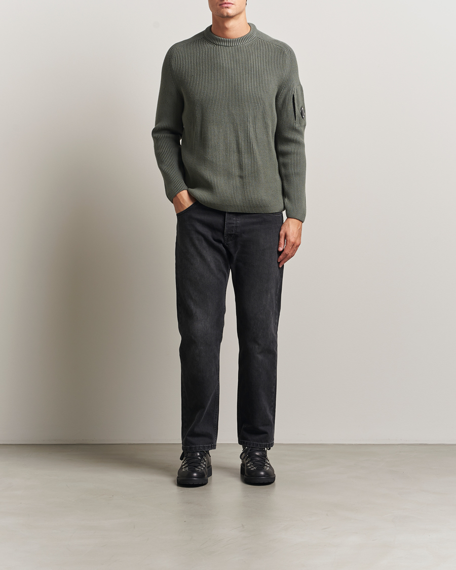 Hombres | Jerséis y prendas de punto | C.P. Company | Full Rib Knitted Cotton Crew Neck Grey