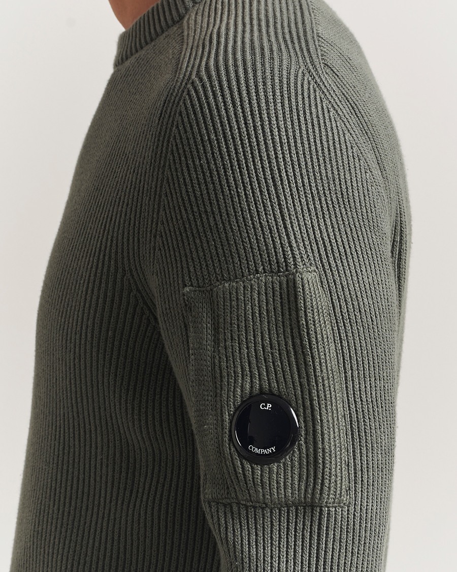 Hombres | Jerséis y prendas de punto | C.P. Company | Full Rib Knitted Cotton Crew Neck Grey