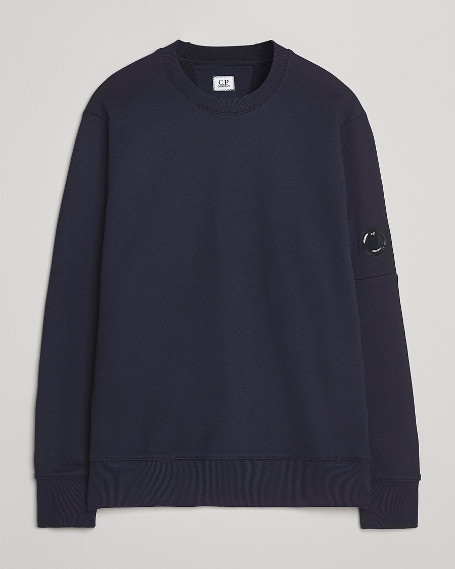Hombres | Jerséis y prendas de punto | C.P. Company | Diagonal Raised Fleece Lens Sweatshirt Navy