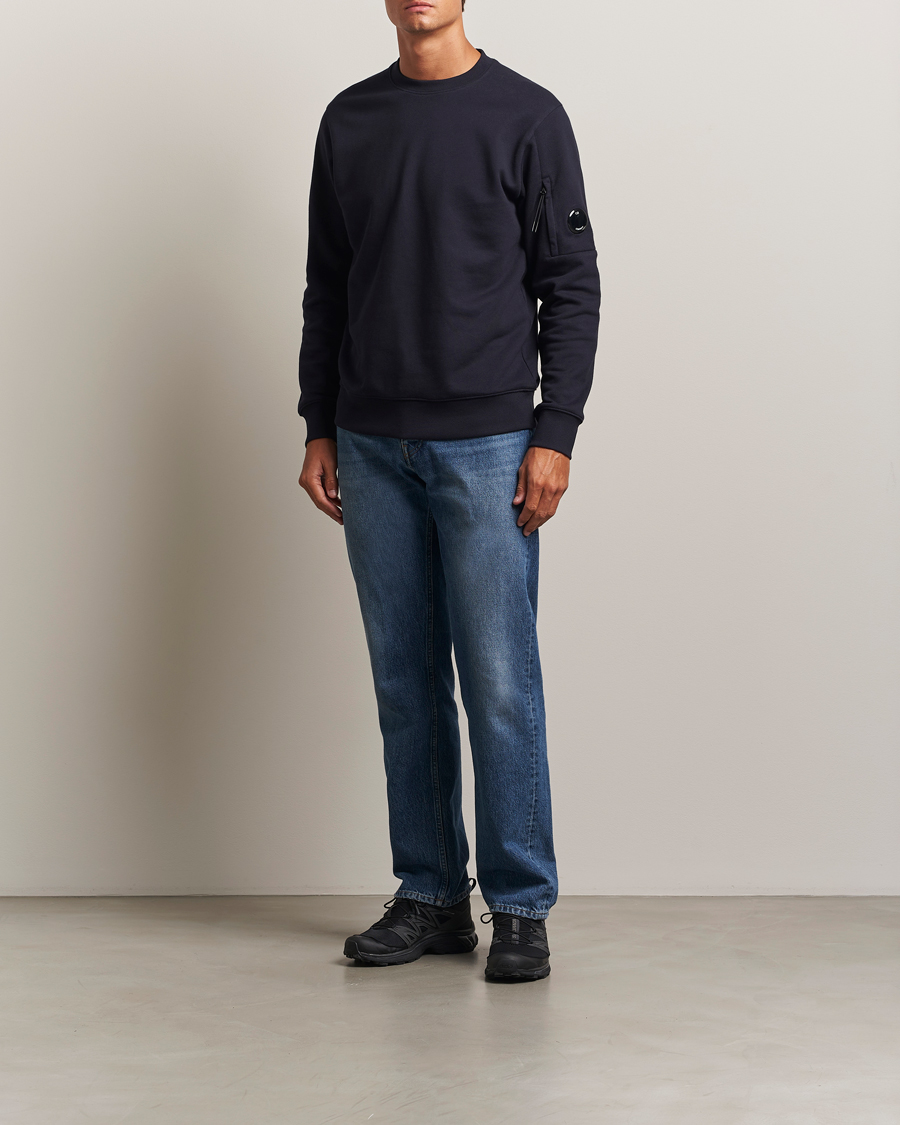 Hombres | Jerséis y prendas de punto | C.P. Company | Diagonal Raised Fleece Lens Sweatshirt Navy