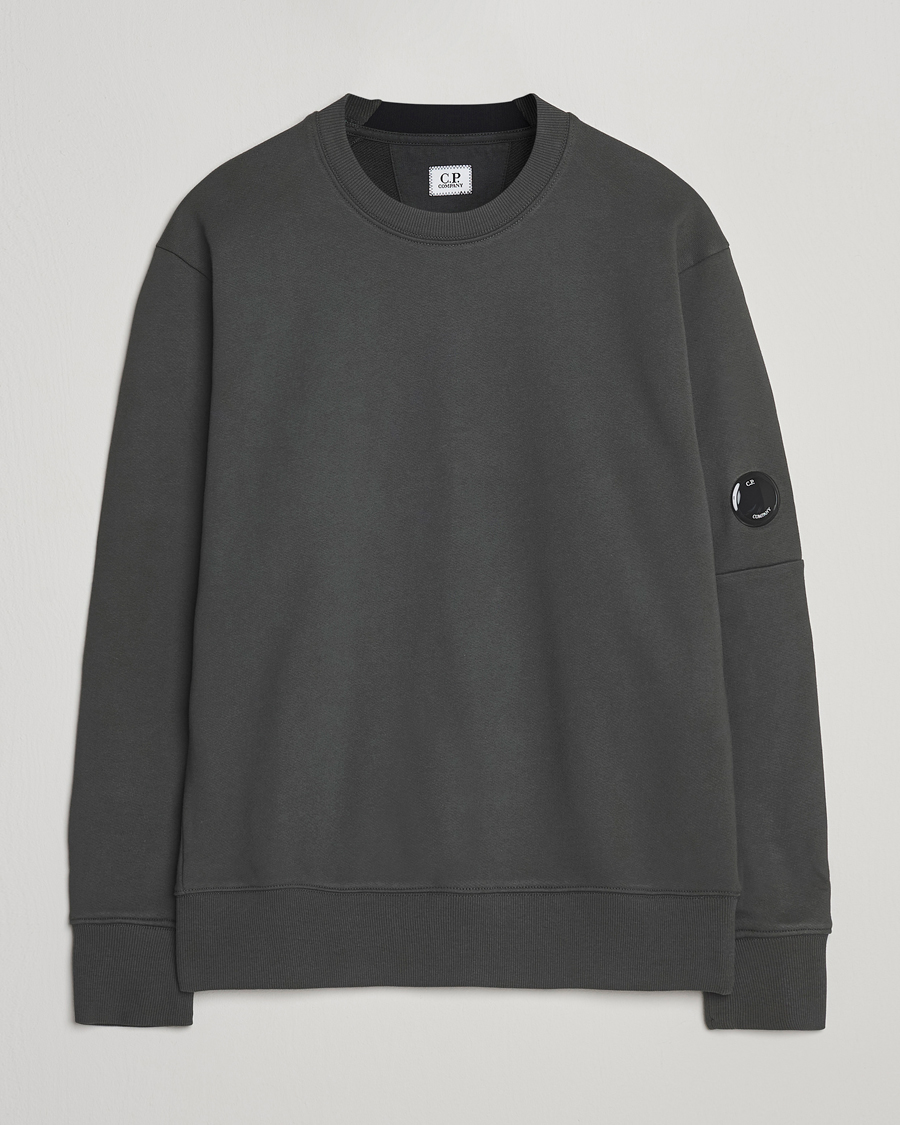 Hombres | Jerséis y prendas de punto | C.P. Company | Diagonal Raised Fleece Lens Sweatshirt Grey