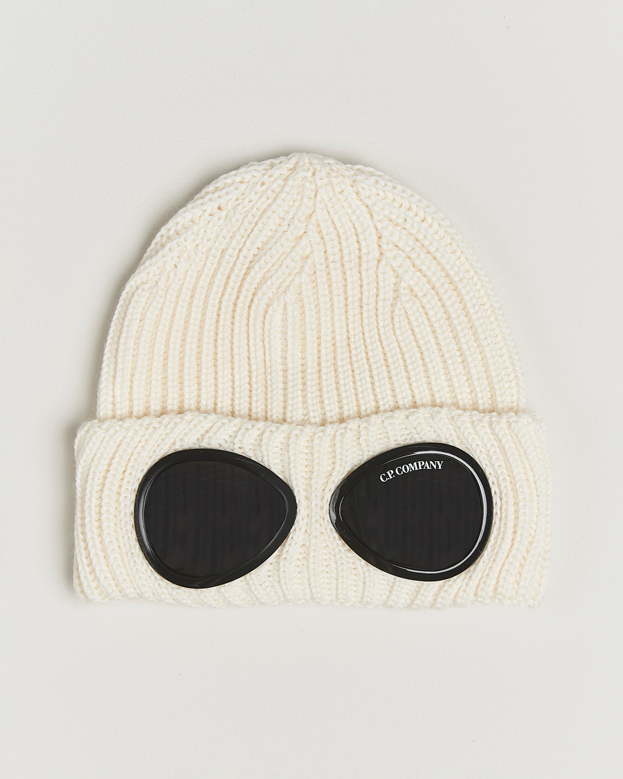Hombres | C.P. Company Knitted Merino Goggle Beanie White | C.P. Company | Knitted Merino Goggle Beanie White