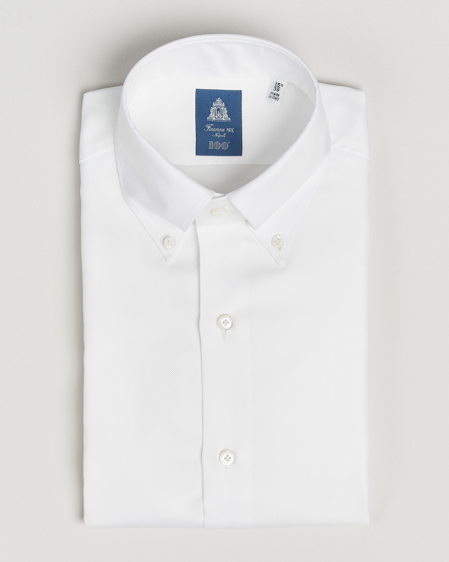 Hombres | Camisas | Finamore Napoli | Milano Slim Oxford Button Down Shirt White