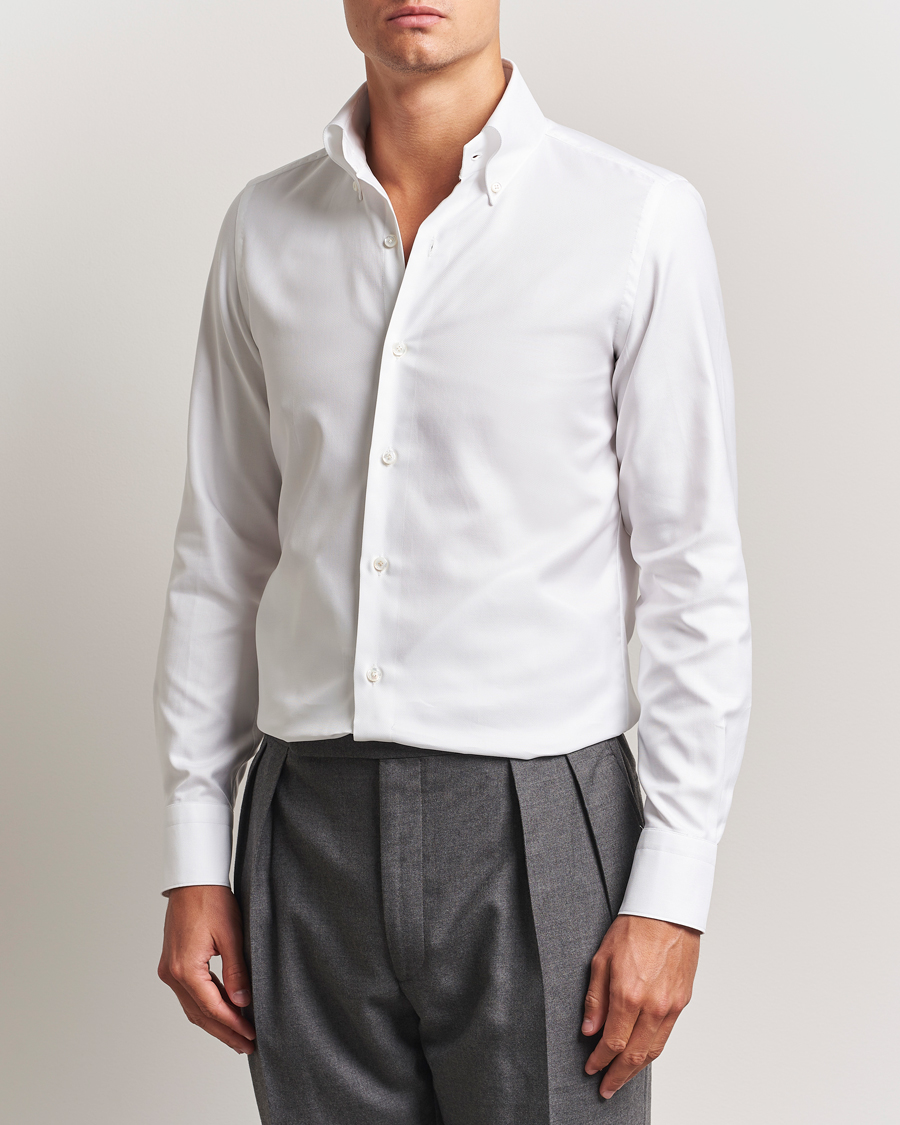 Hombres | Camisas | Finamore Napoli | Milano Slim Oxford Button Down Shirt White