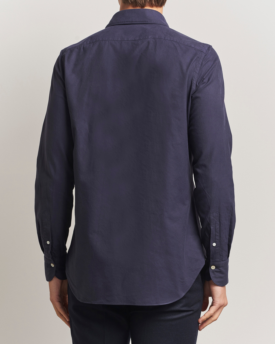 Hombres | Camisas | Finamore Napoli | Gaeta Flannel Sport Shirt Navy