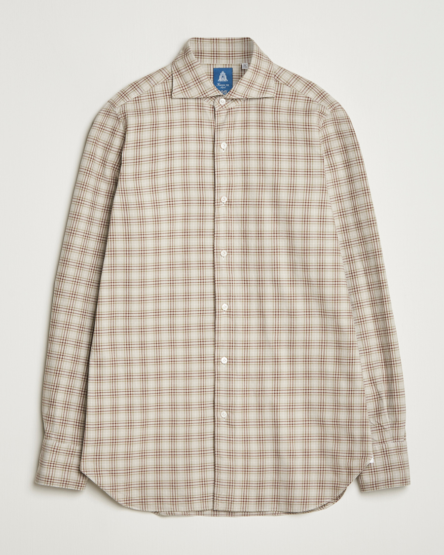 Hombres | Camisas | Finamore Napoli | Gaeta Flannel Sport Shirt Beige Check