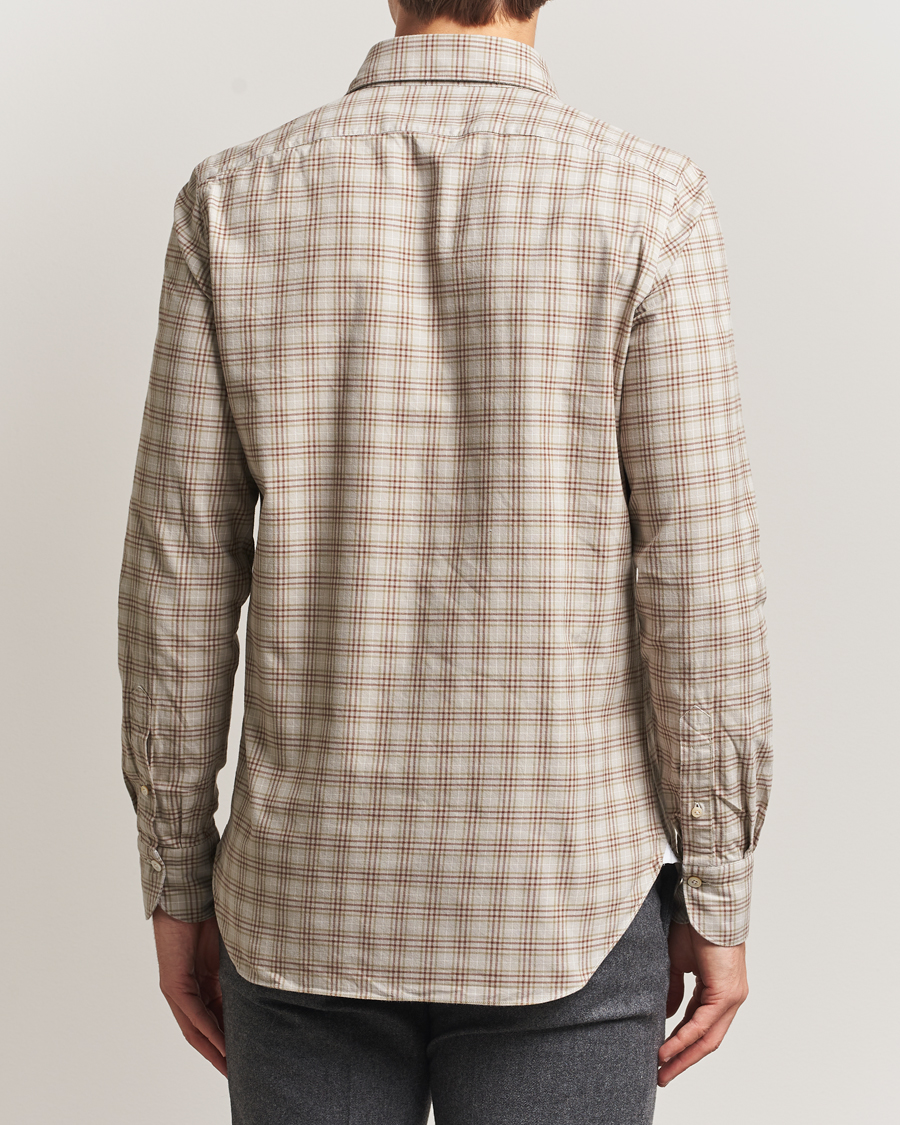 Hombres | Camisas | Finamore Napoli | Gaeta Flannel Sport Shirt Beige Check