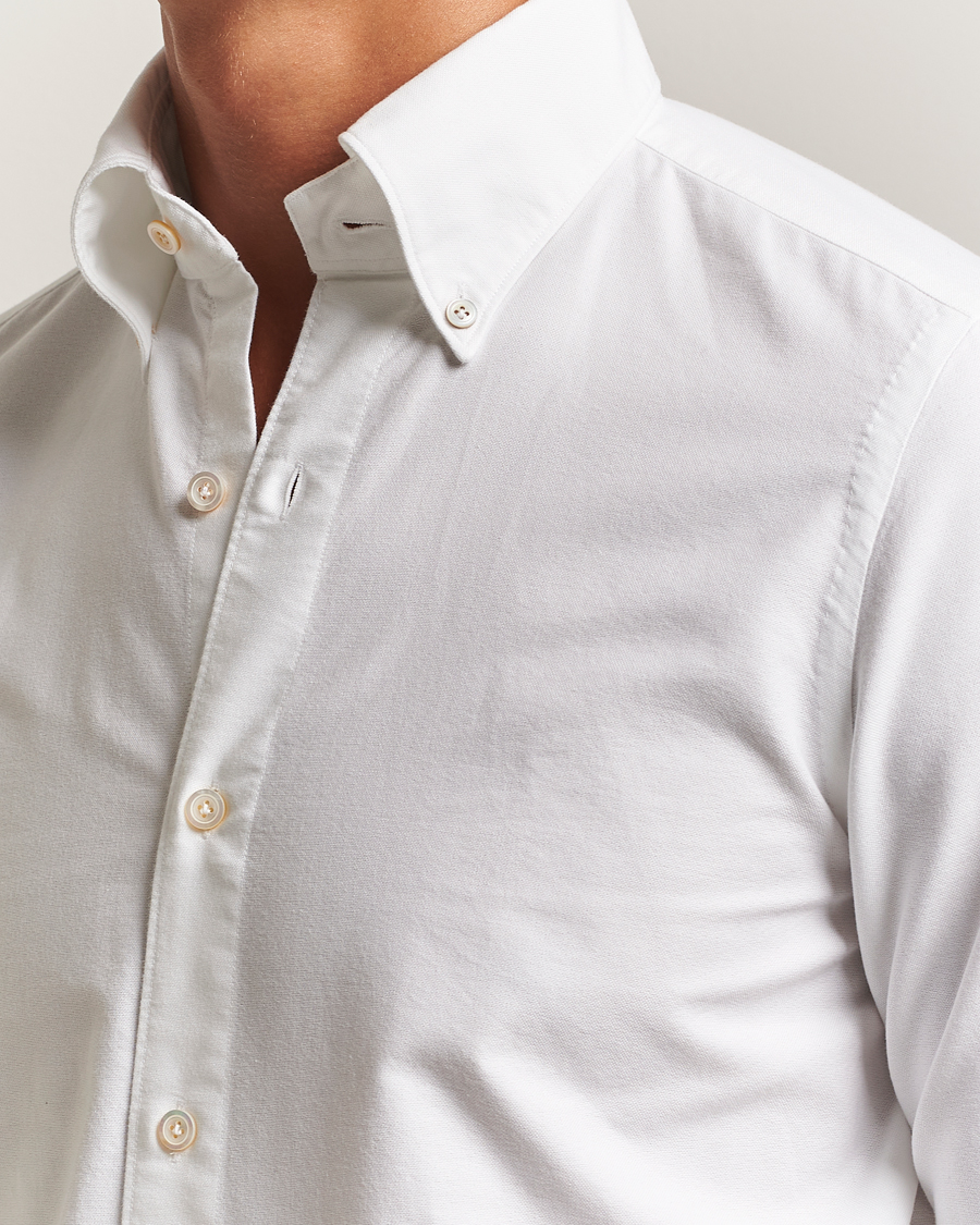 Hombres | Camisas | Finamore Napoli | Gaeta Oxford Button Down Shirt White