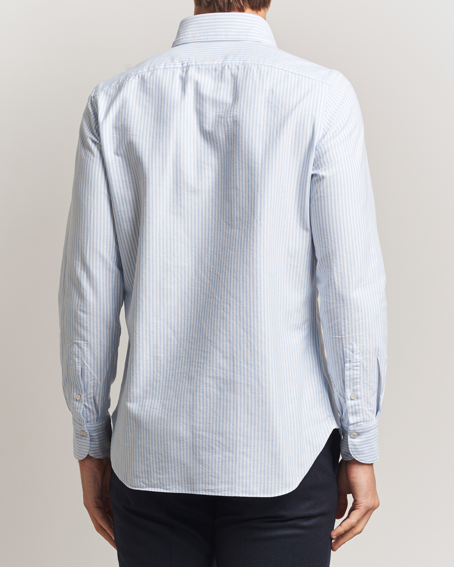 Hombres | Camisas | Finamore Napoli | Gaeta Oxford Button Down Shirt Light Blue Stripe
