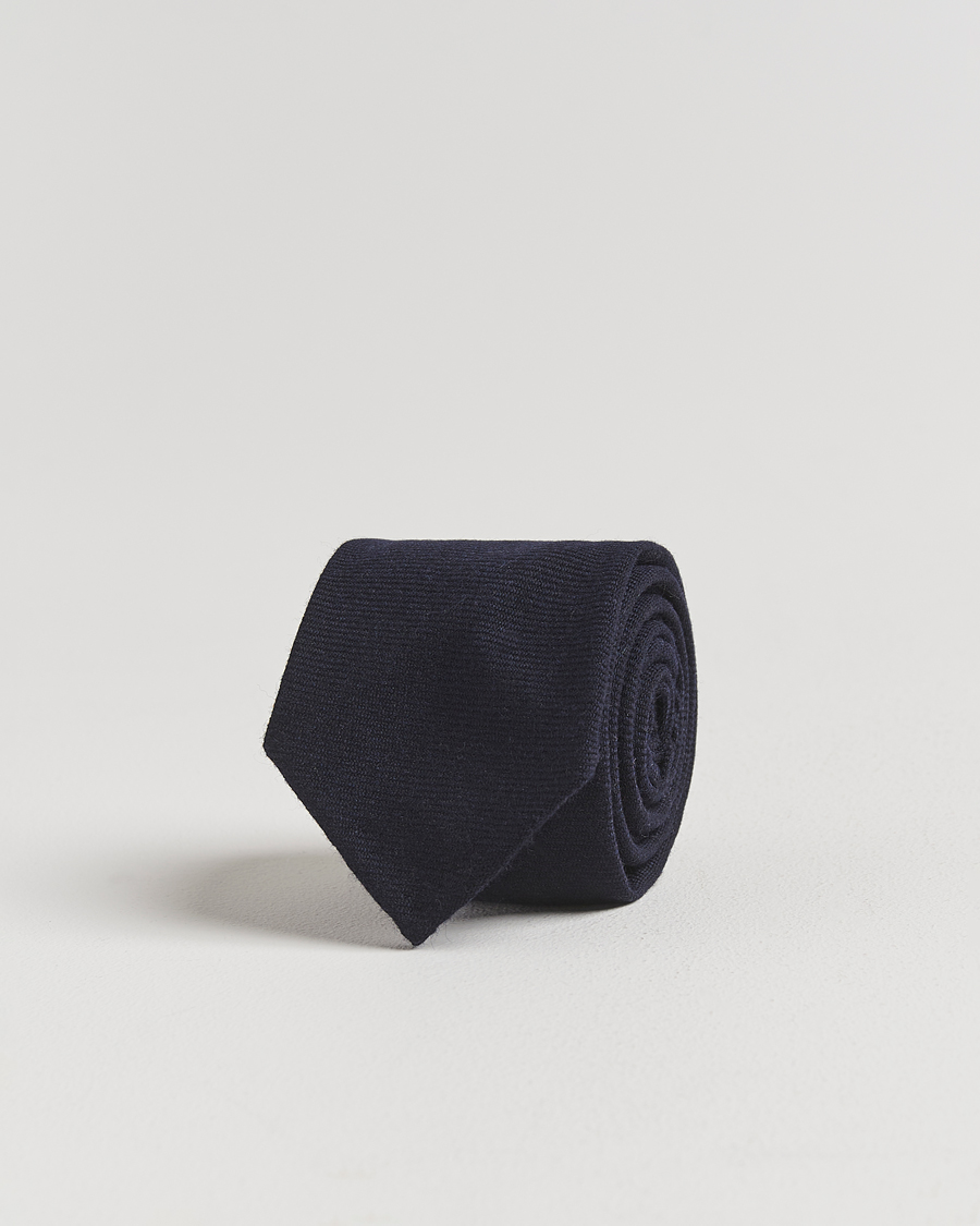 Hombres | Finamore Napoli Wool Twill Tie Navy | Finamore Napoli | Wool Twill Tie Navy