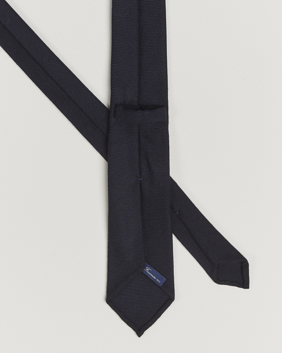 Hombres | Finamore Napoli Wool Twill Tie Navy | Finamore Napoli | Wool Twill Tie Navy