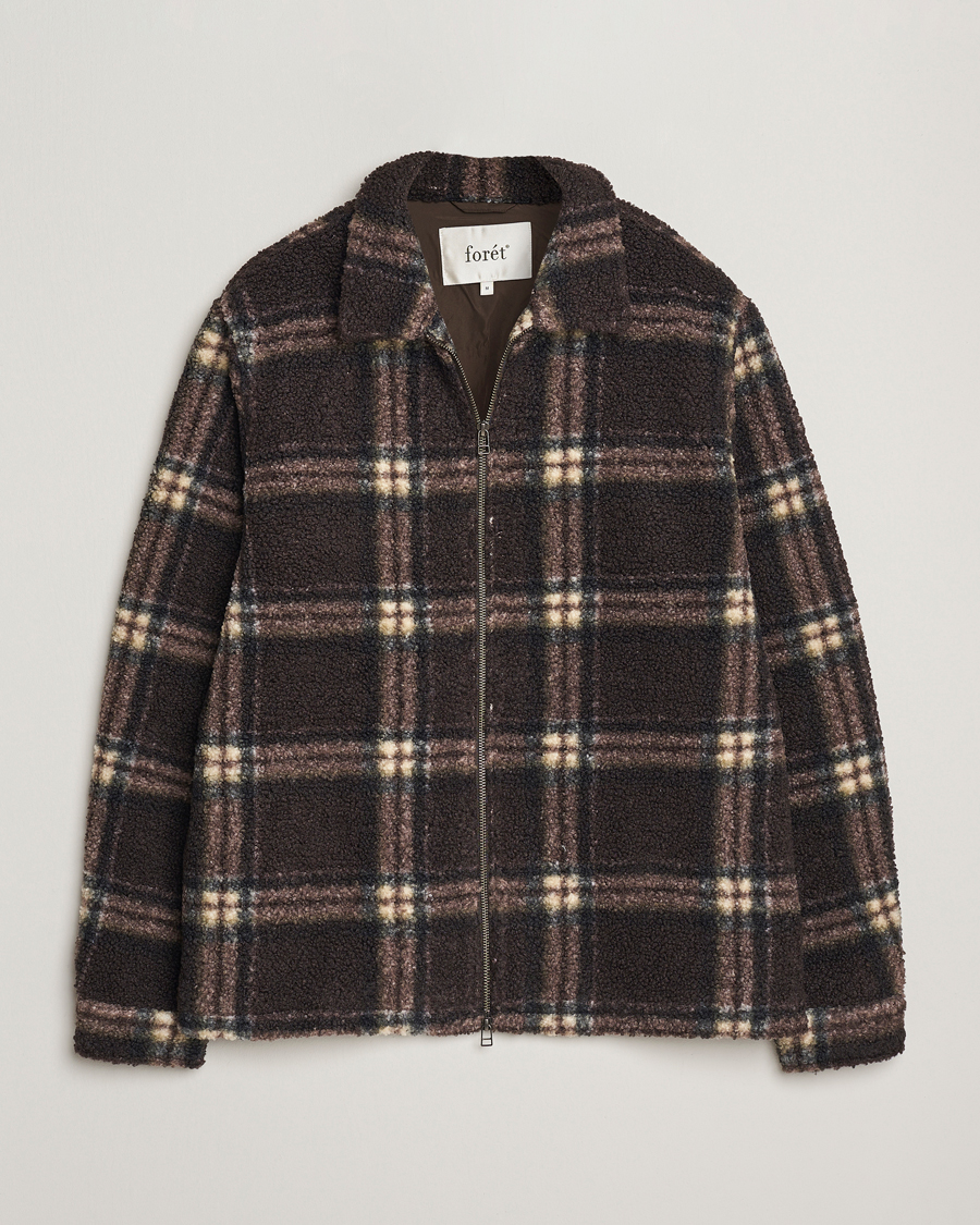 Hombres | Jerséis y prendas de punto | Forét | Cabin Check Zip Fleece Brown