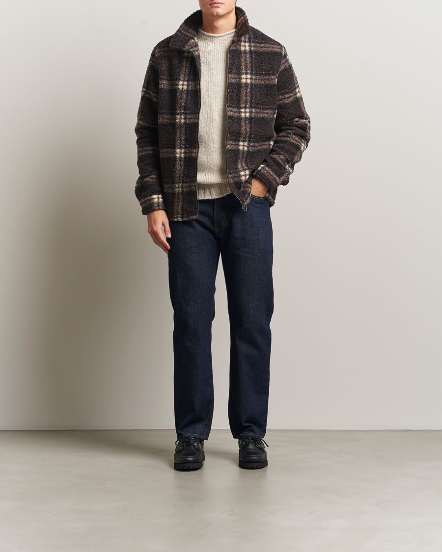 Hombres | Jerséis y prendas de punto | Forét | Cabin Check Zip Fleece Brown