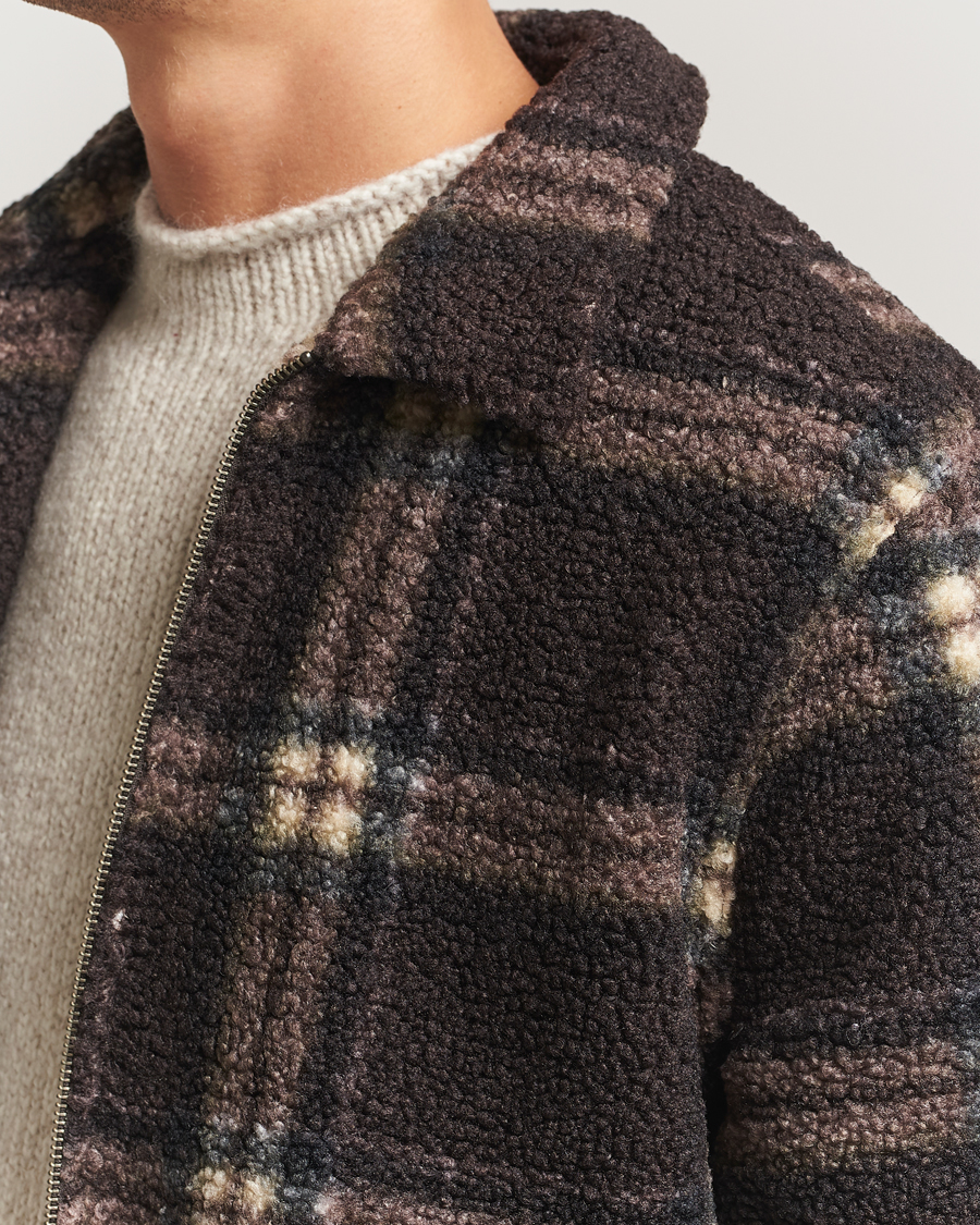 Hombres | Jerséis y prendas de punto | Forét | Cabin Check Zip Fleece Brown