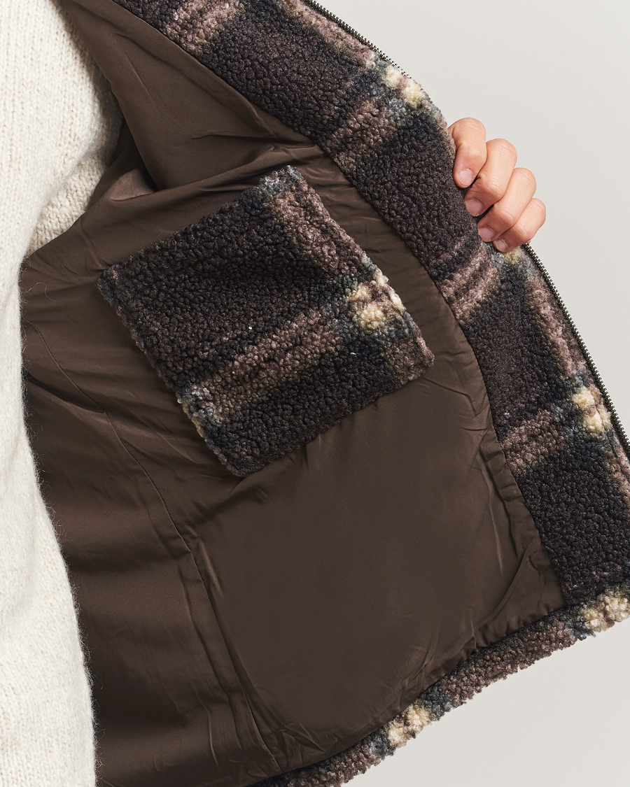 Hombres | Jerséis y prendas de punto | Forét | Cabin Check Zip Fleece Brown