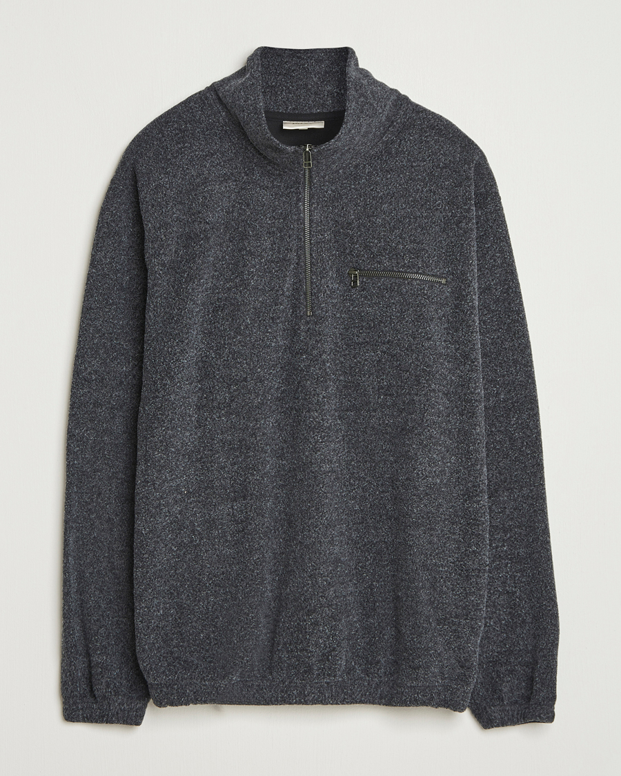 Hombres | Jerséis y prendas de punto | Forét | Elm Half Zip Sweatshirt Dark Grey Melange