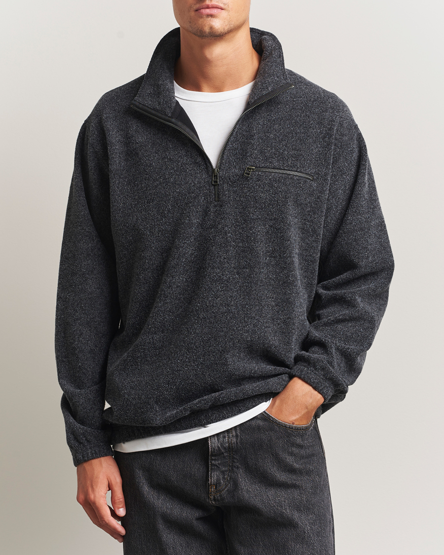 Hombres | Jerséis y prendas de punto | Forét | Elm Half Zip Sweatshirt Dark Grey Melange