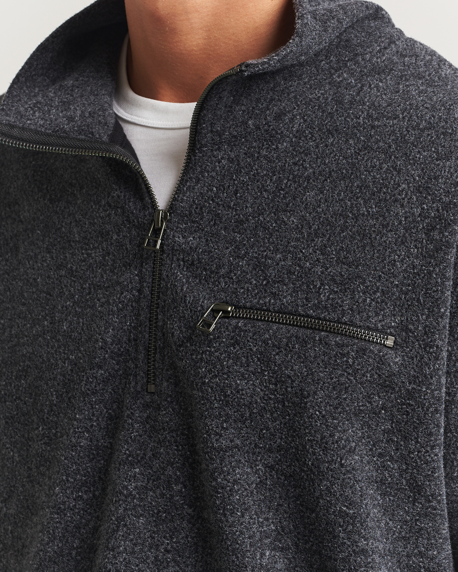 Hombres | Jerséis y prendas de punto | Forét | Elm Half Zip Sweatshirt Dark Grey Melange