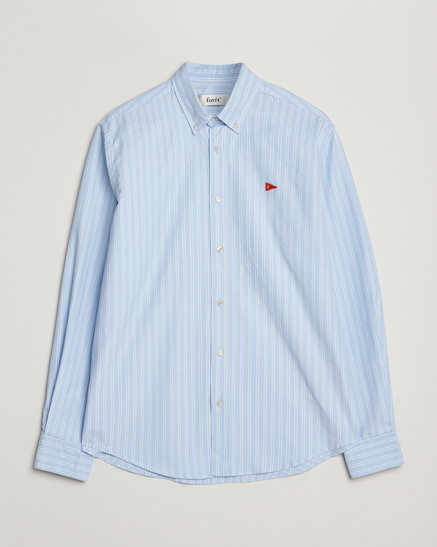 Hombres | Camisas | Forét | Flag Regular Fit Oxford Shirt Light Blue Stripe