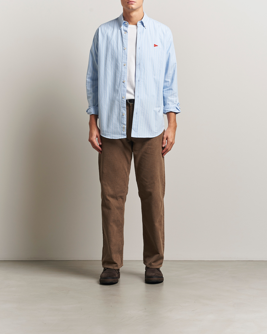 Hombres | Camisas | Forét | Flag Regular Fit Oxford Shirt Light Blue Stripe
