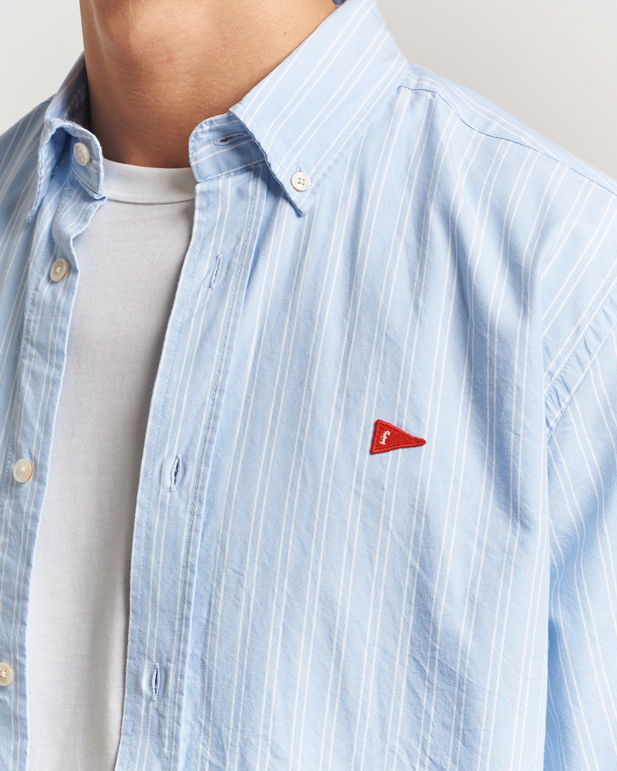 Hombres | Camisas | Forét | Flag Regular Fit Oxford Shirt Light Blue Stripe