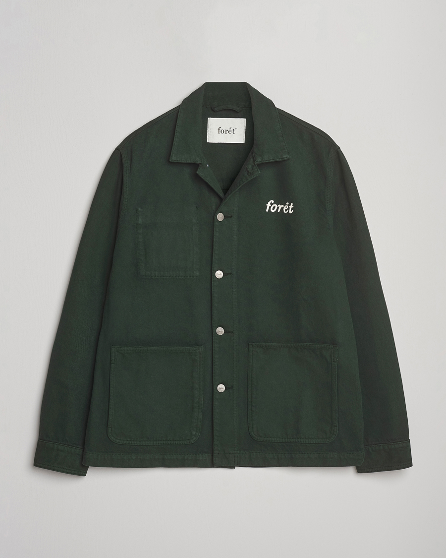 Hombres | Camisas | Forét | Wood Twill Overshirt Dark Green