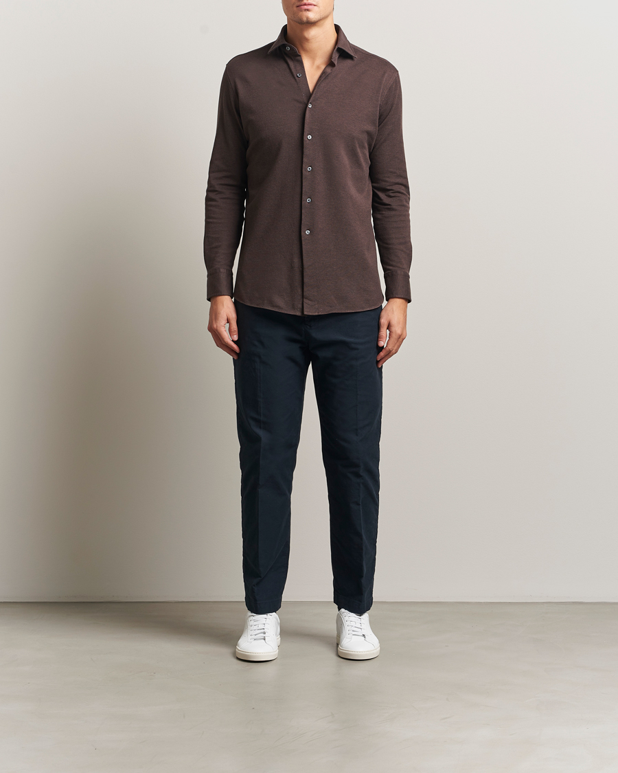 Hombres | Camisas | Grigio | Cotton Jersey Shirt Dark Brown