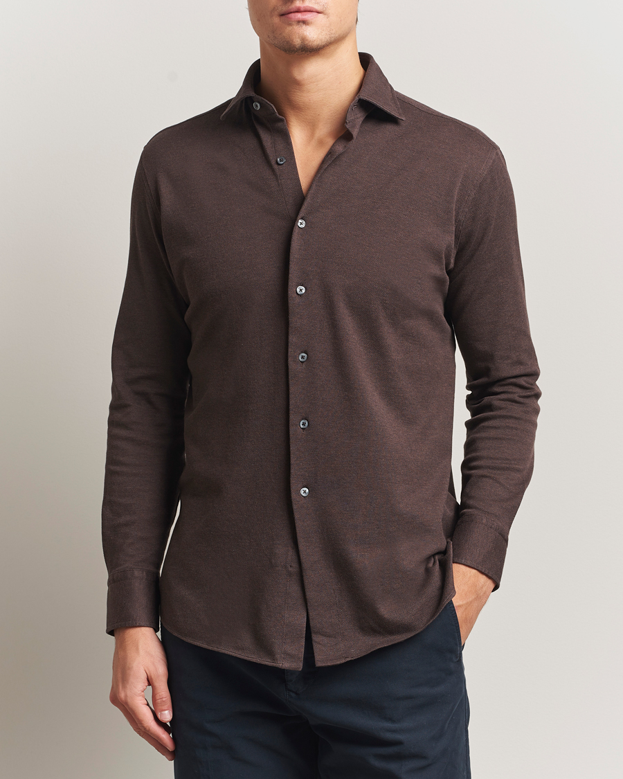 Hombres | Camisas | Grigio | Cotton Jersey Shirt Dark Brown