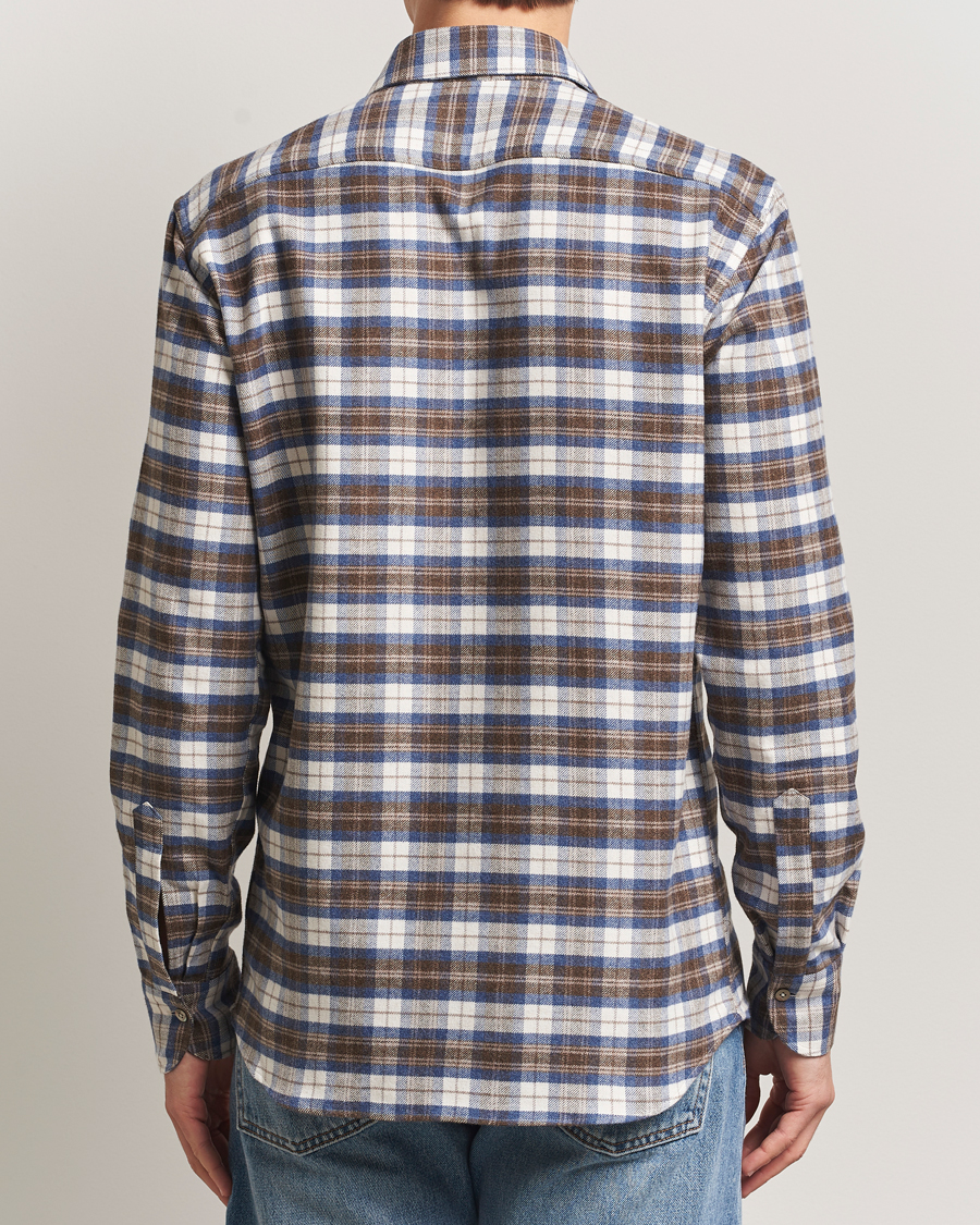 Hombres | Camisas | Grigio | Heavy Flannel Overshirt Blue/Beige Check