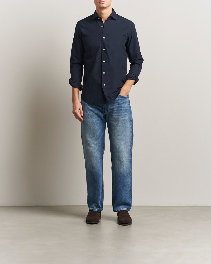 Hombres | Camisas | Grigio | Cotton Twill Shirt Navy