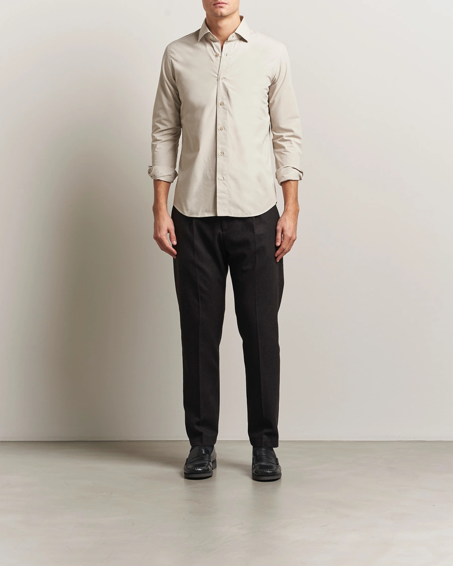 Hombres | Camisas | Grigio | Cotton Twill Shirt Beige