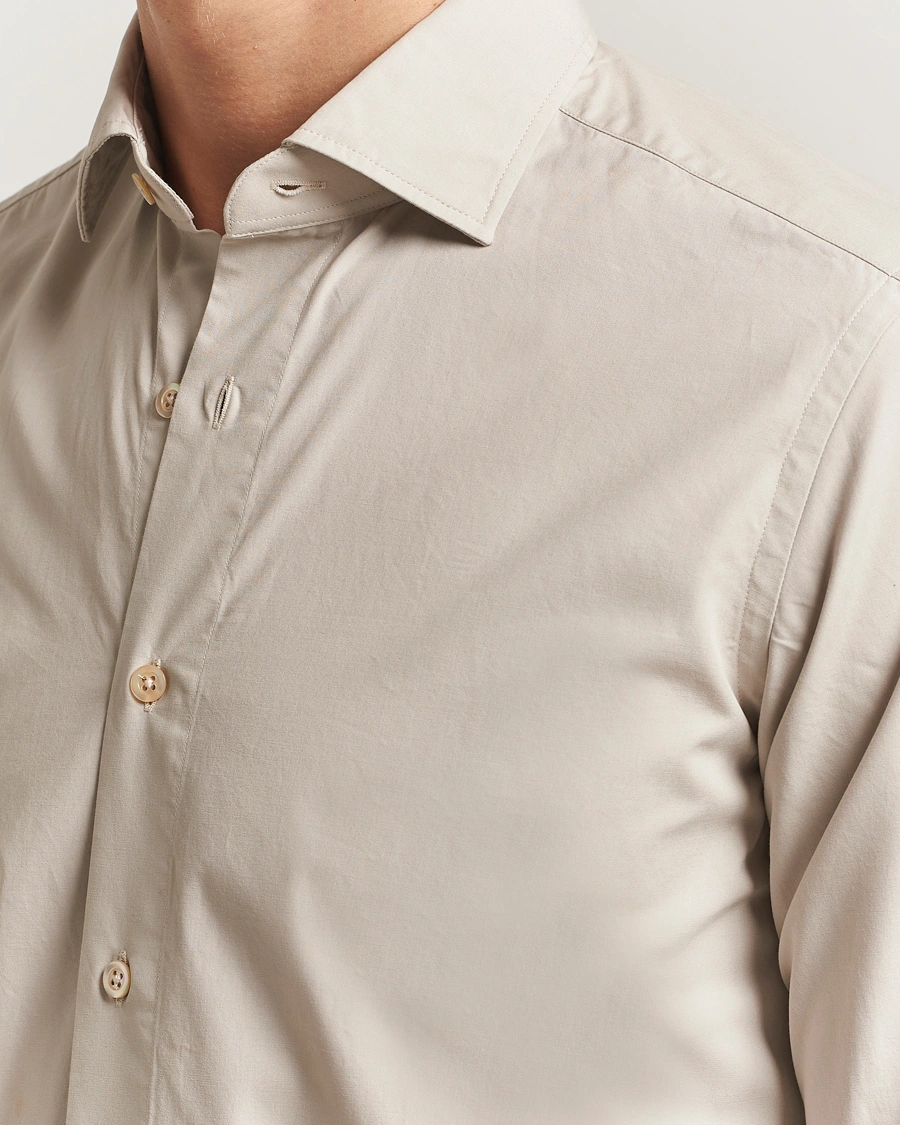 Hombres | Camisas | Grigio | Cotton Twill Shirt Beige