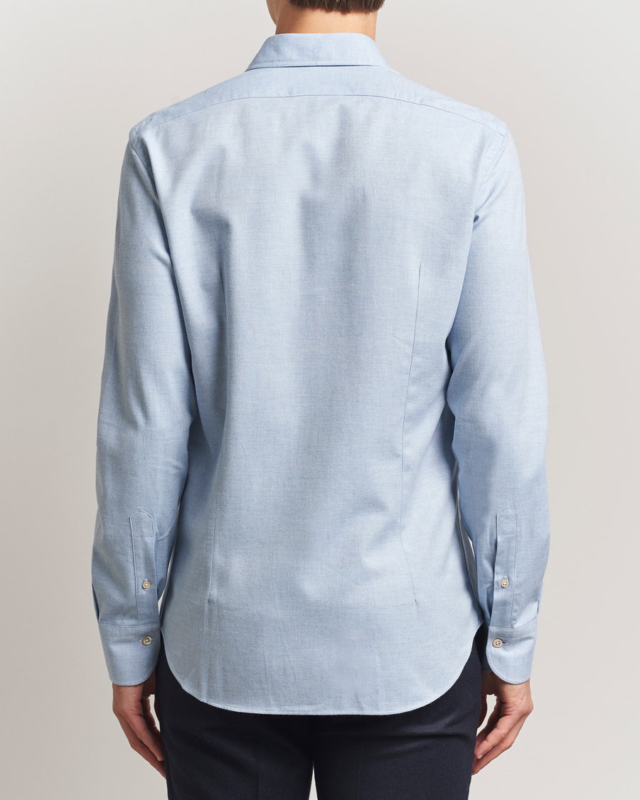 Hombres | Camisas | Grigio | Washed Flannel Shirt Light Blue