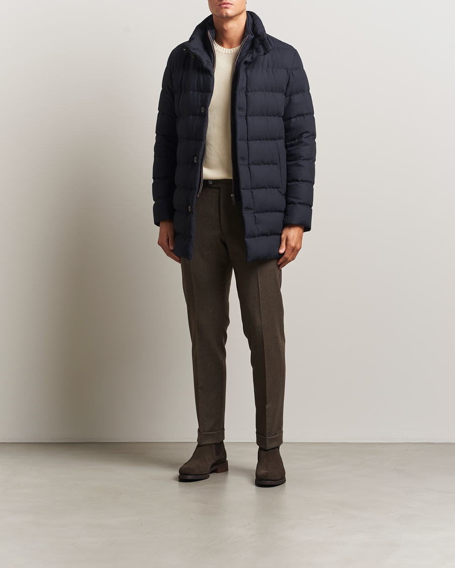 Hombres | Abrigos y chaquetas | Herno | Flannel Down Coat Navy