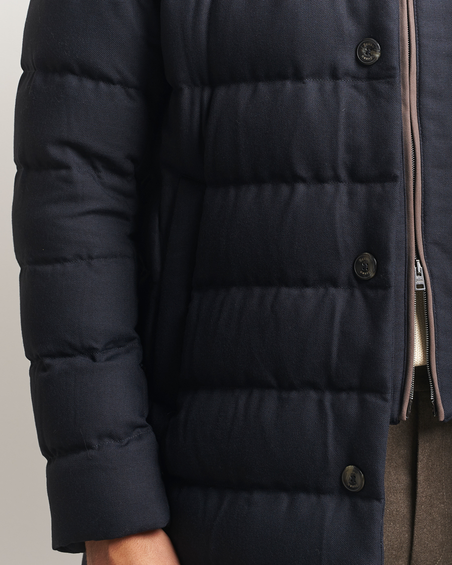 Hombres | Abrigos y chaquetas | Herno | Flannel Down Coat Navy