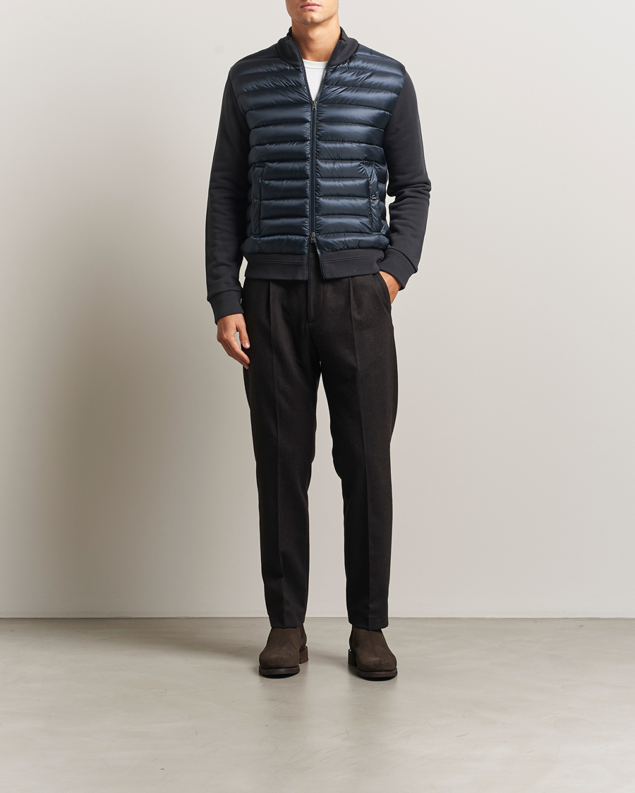 Hombres | Jerséis y prendas de punto | Herno | Hybrid Full Zip Cardigan Navy