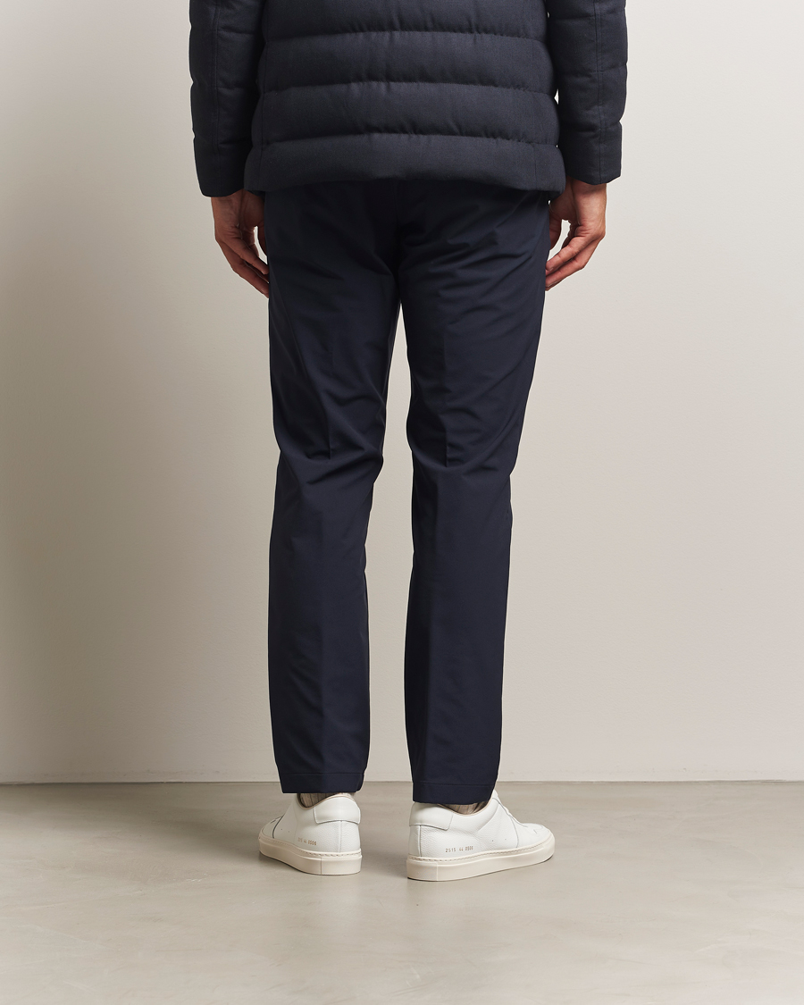 Hombres | Pantalones | Herno | Pleated Technical Cotton Trousers Navy