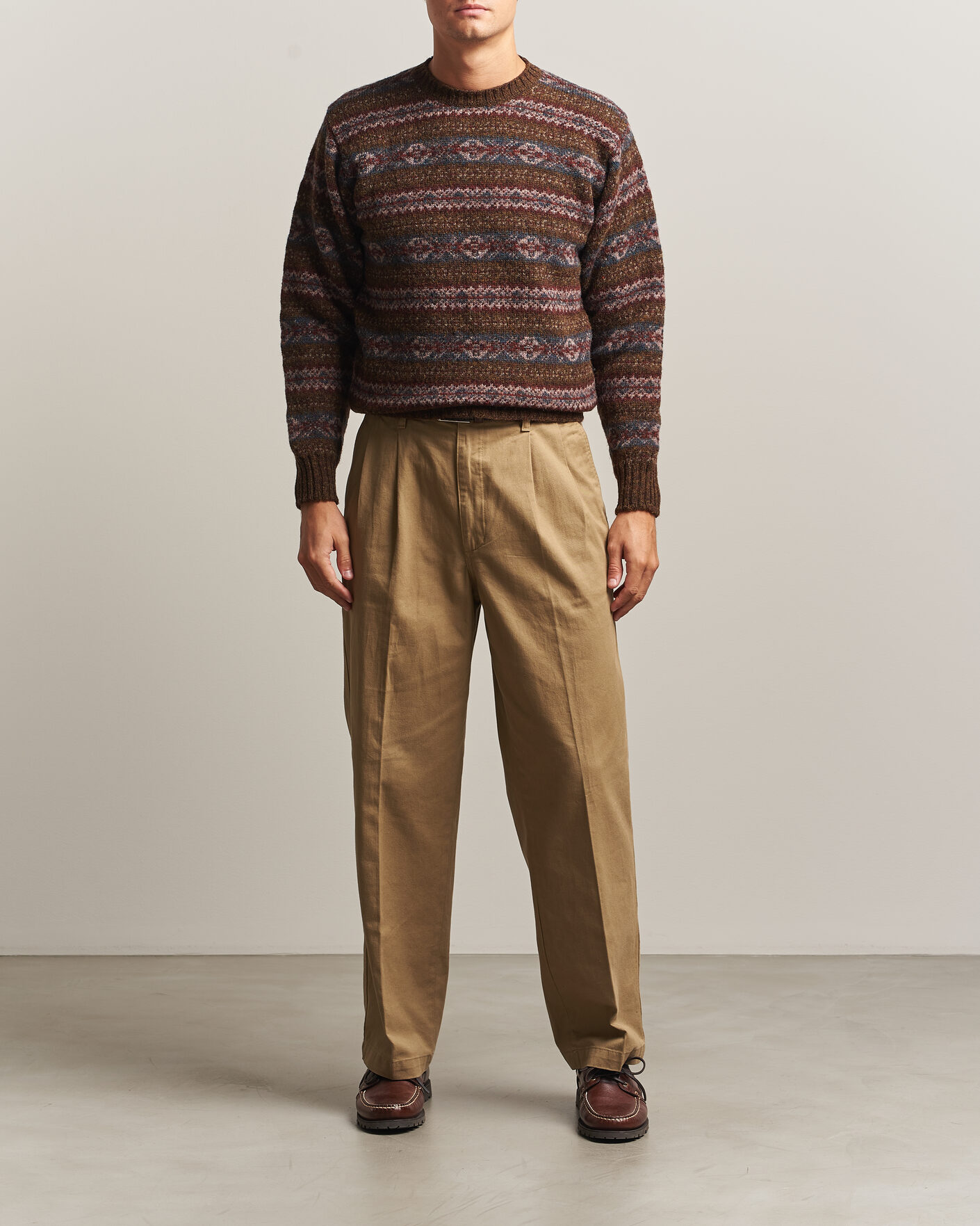 Hombres | Jerséis y prendas de punto | Jamieson's of Shetland | Jamiesons Of Shetland All Over Fair Isle Pullover Crew Neck Moss Green