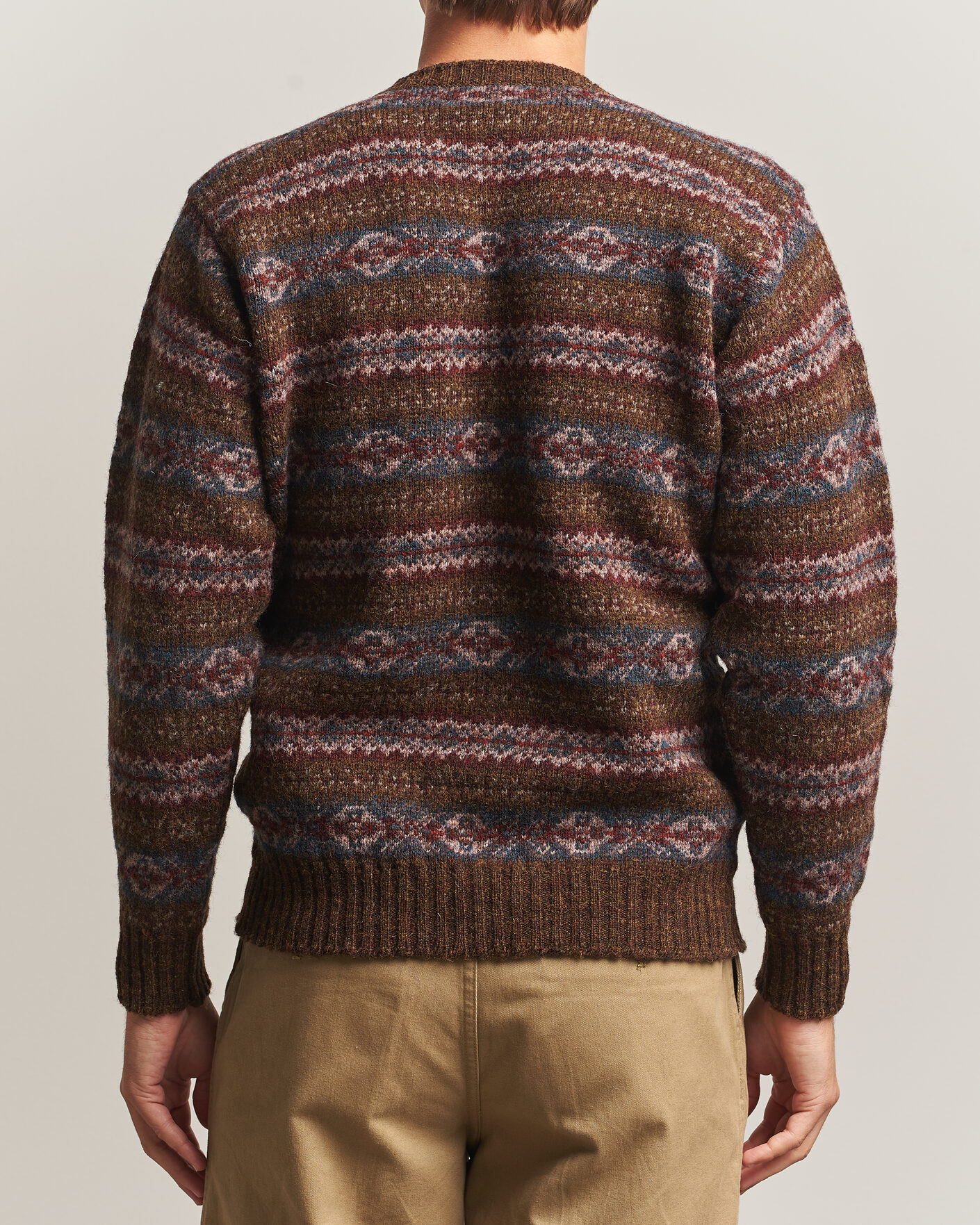 Hombres | Jerséis y prendas de punto | Jamieson's of Shetland | Jamiesons Of Shetland All Over Fair Isle Pullover Crew Neck Moss Green