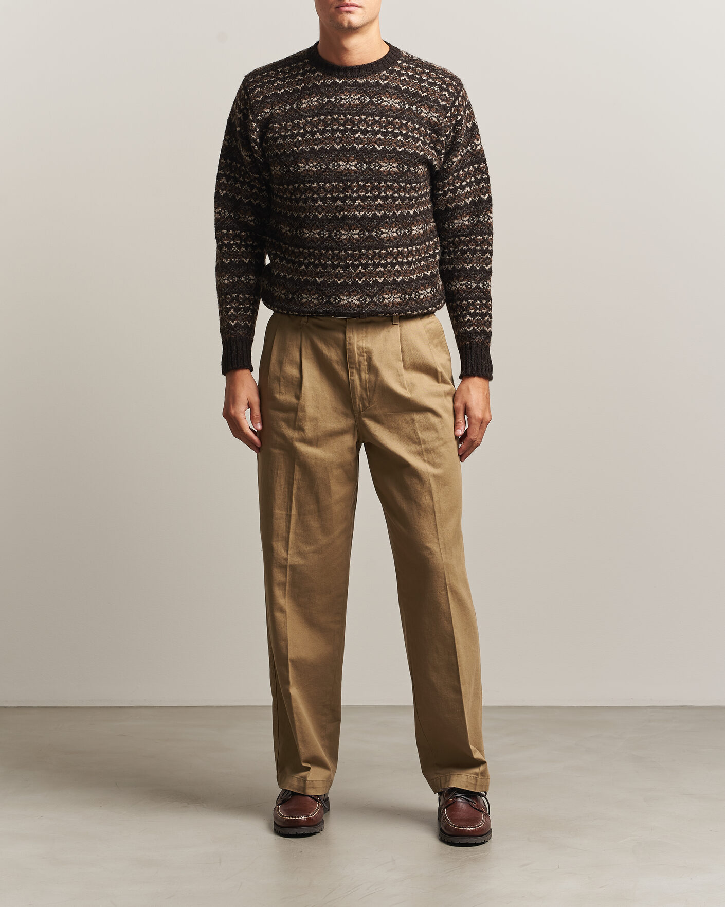 Hombres | Jerséis y prendas de punto | Jamieson's of Shetland | Jamiesons Of Shetland All Over Fair Isle Pullover Crew Neck Dark Brown