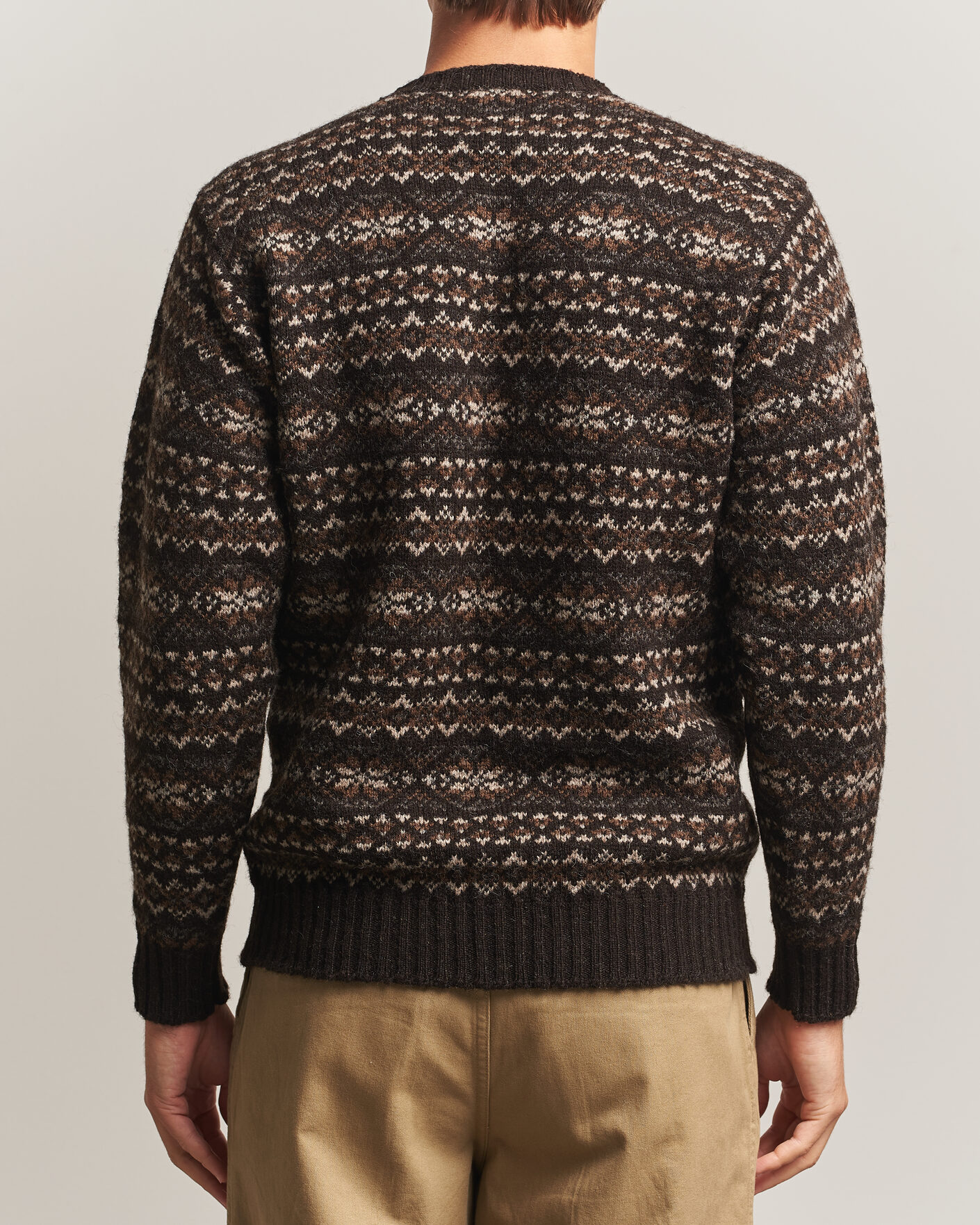 Hombres | Jerséis y prendas de punto | Jamieson's of Shetland | Jamiesons Of Shetland All Over Fair Isle Pullover Crew Neck Dark Brown