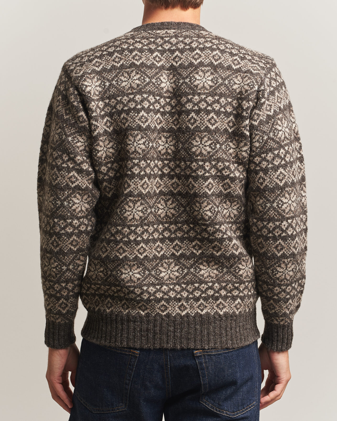 Hombres | Jerséis y prendas de punto | Jamieson's of Shetland | Jamiesons Of Shetland All Over Fair Isle Pullover Crew Neck Grey