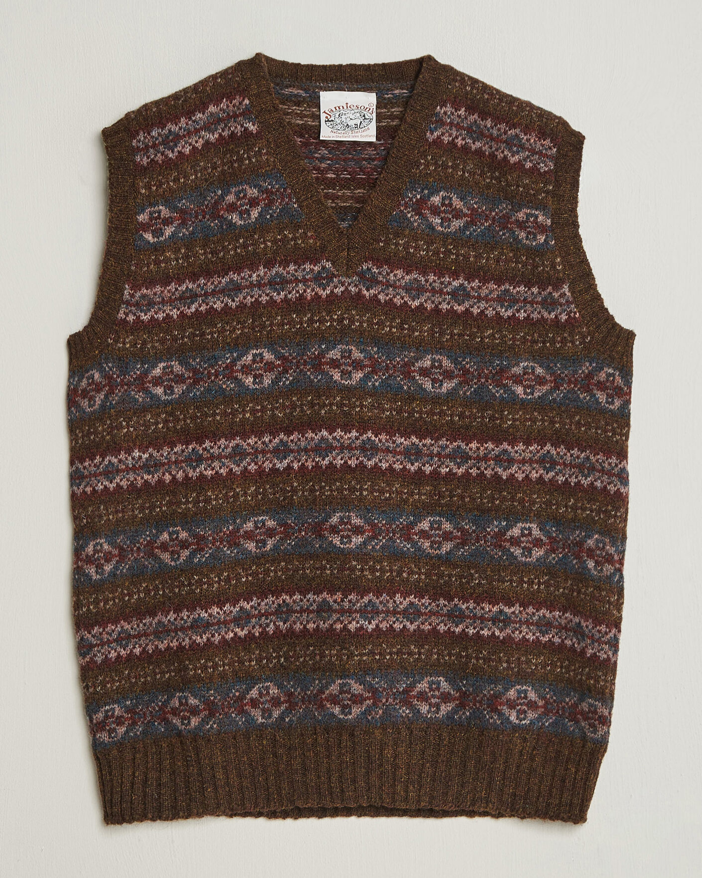 Hombres | Jerséis y prendas de punto | Jamieson's of Shetland | Jamiesons Of Shetland All Over Fair Isle Slipover Moss Green