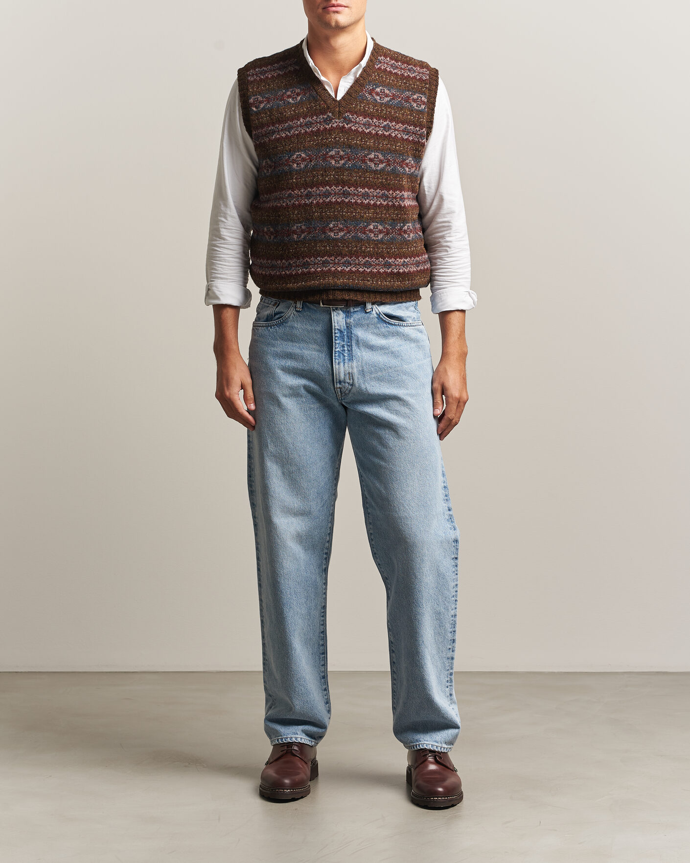Hombres | Jerséis y prendas de punto | Jamieson's of Shetland | Jamiesons Of Shetland All Over Fair Isle Slipover Moss Green