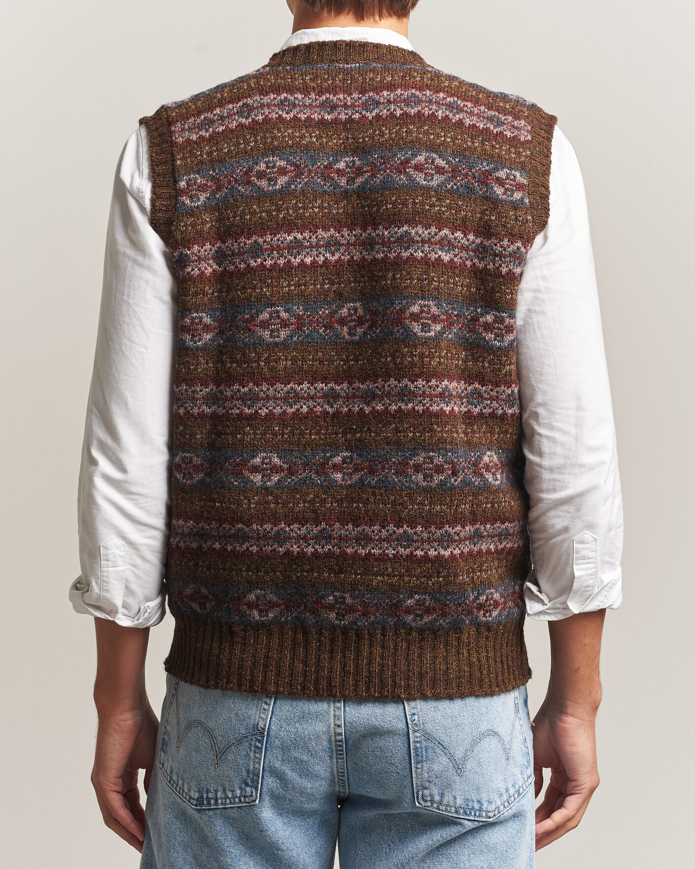 Hombres | Jerséis y prendas de punto | Jamieson's of Shetland | Jamiesons Of Shetland All Over Fair Isle Slipover Moss Green