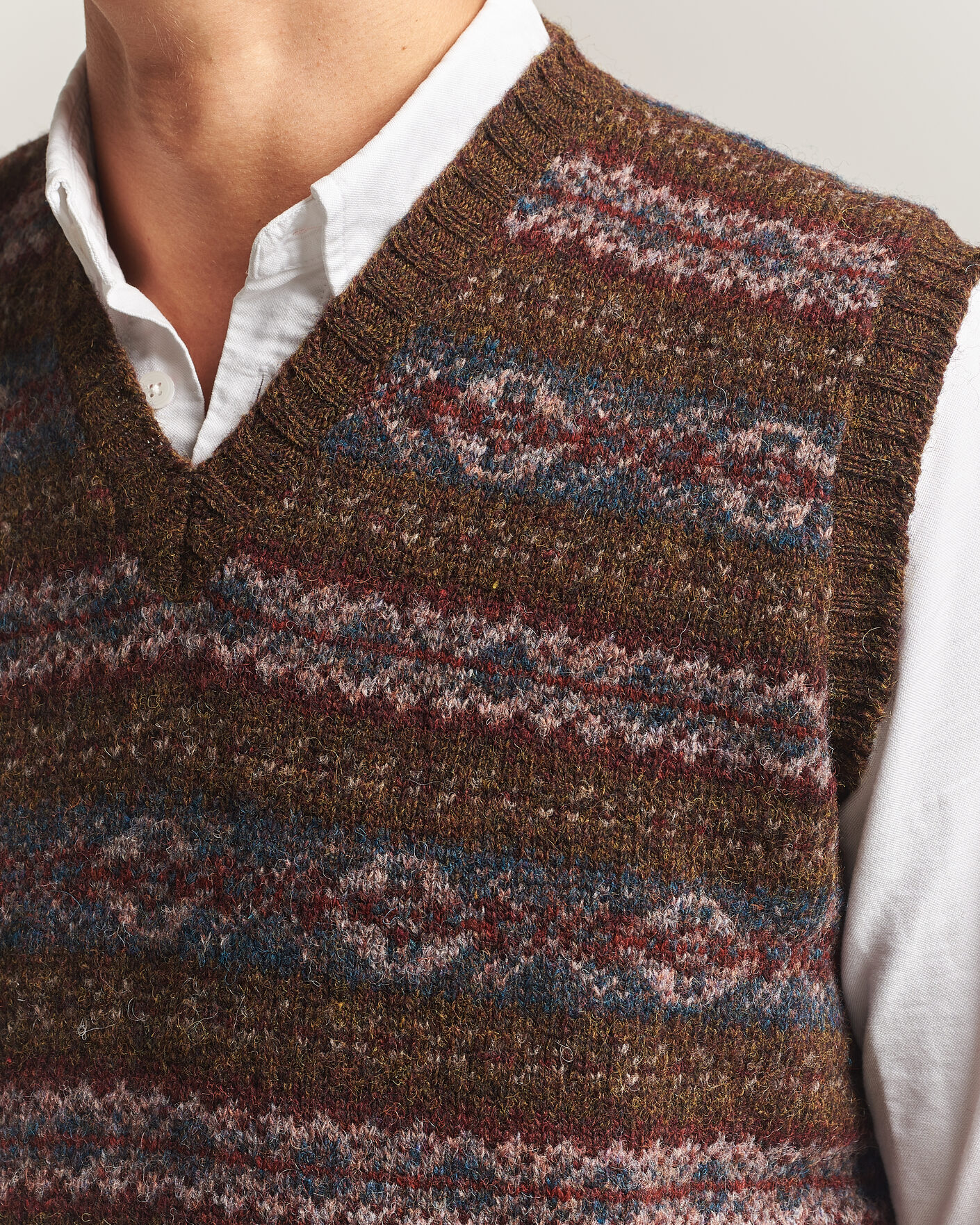 Hombres | Jerséis y prendas de punto | Jamieson's of Shetland | Jamiesons Of Shetland All Over Fair Isle Slipover Moss Green