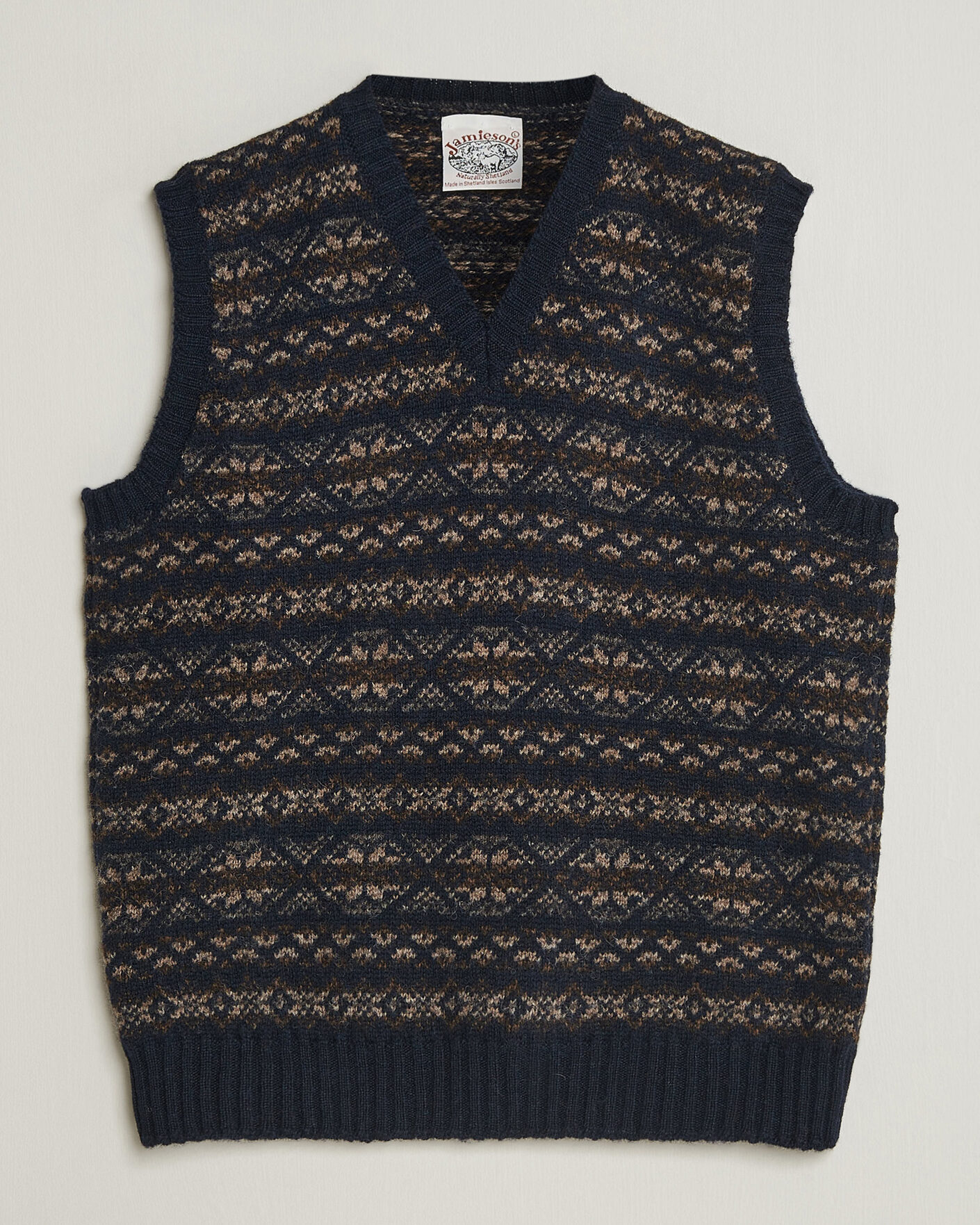 Hombres | Jerséis y prendas de punto | Jamieson's of Shetland | Jamiesons Of Shetland All Over Fair Isle Slipover Navy