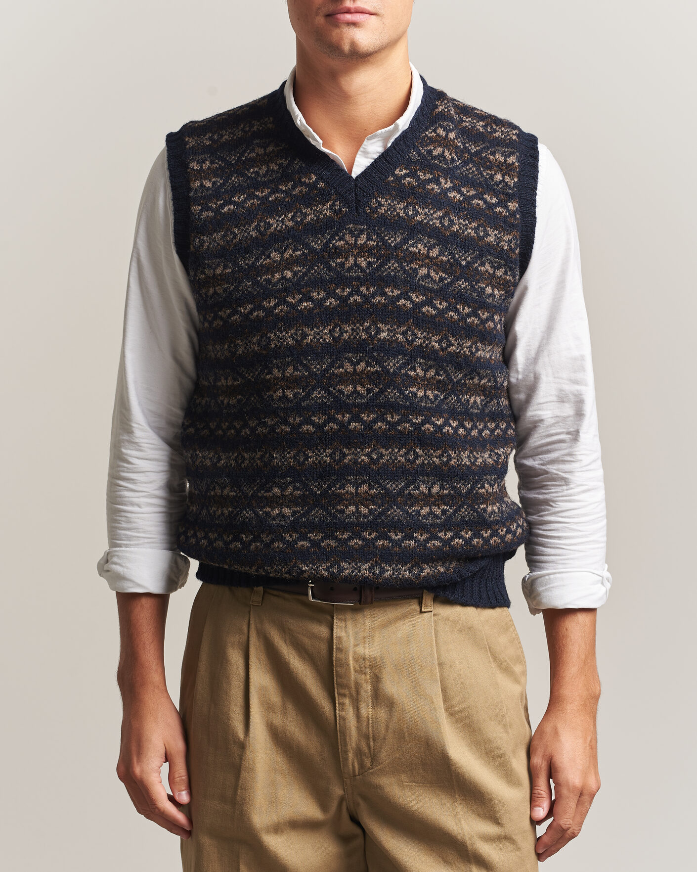 Hombres | Jerséis y prendas de punto | Jamieson's of Shetland | Jamiesons Of Shetland All Over Fair Isle Slipover Navy