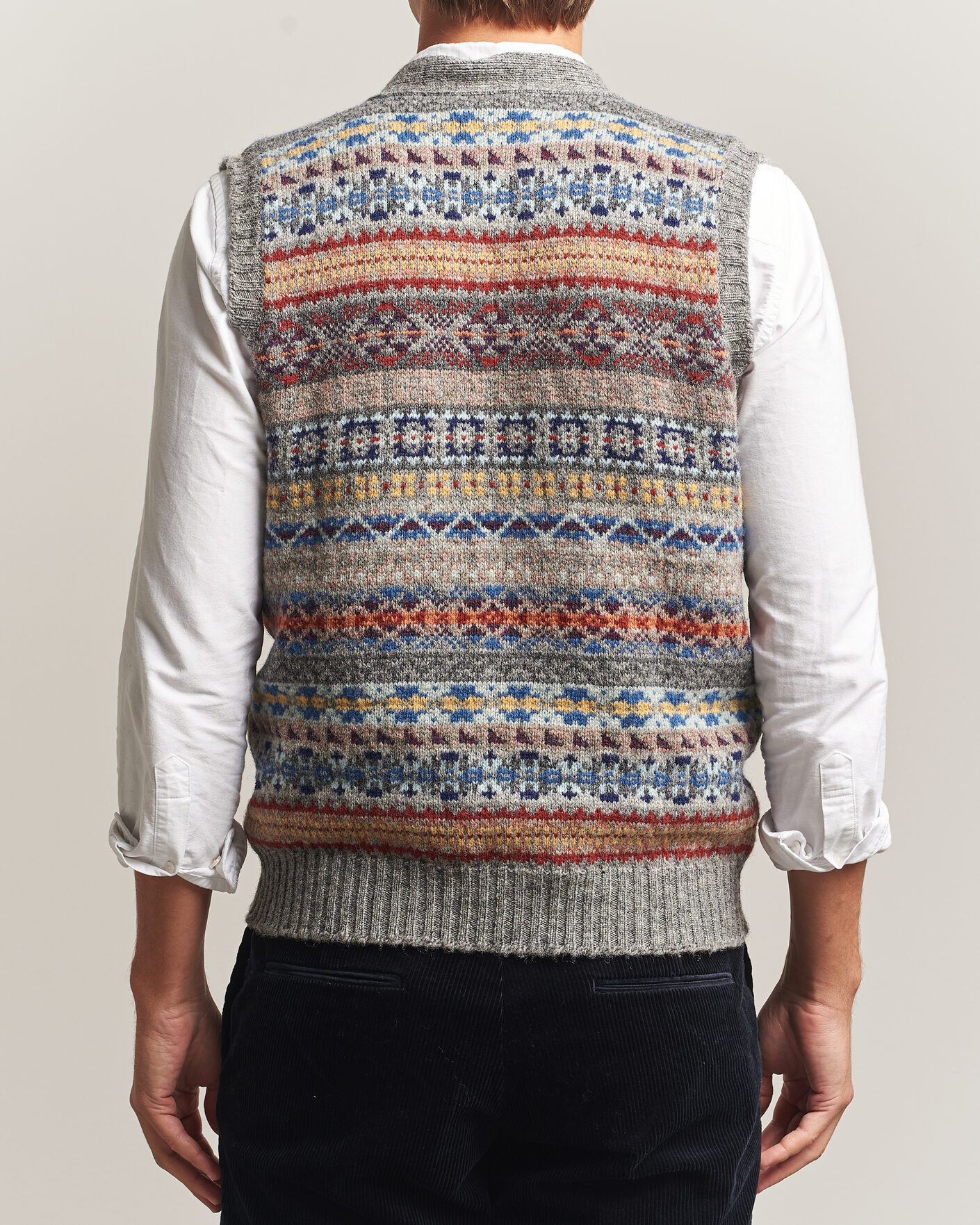 Hombres | Jerséis y prendas de punto | Jamieson's of Shetland | Jamiesons Of Shetland All Over Fair Isle Waistcoat Grey