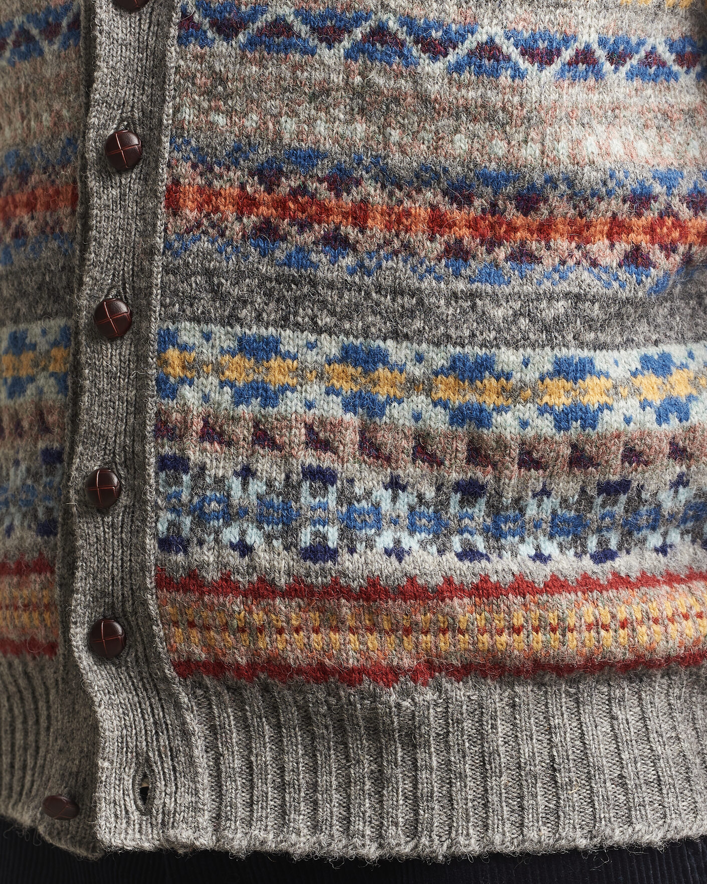 Hombres | Jerséis y prendas de punto | Jamieson's of Shetland | Jamiesons Of Shetland All Over Fair Isle Waistcoat Grey